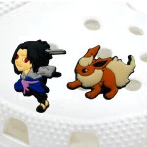 BOGO!! Crocs Style Shoe Charms Jibbitz Anime Naruto Sasuke Pokemon Evee 2pc NEW
